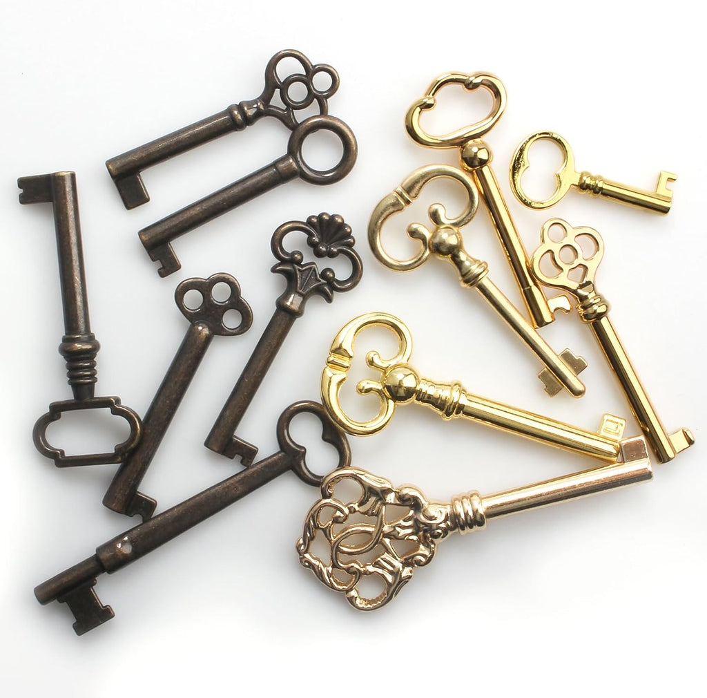 12-Key Universal Replacement Skeleton Keys Kit for Antique Furniture and Cabinets R846602