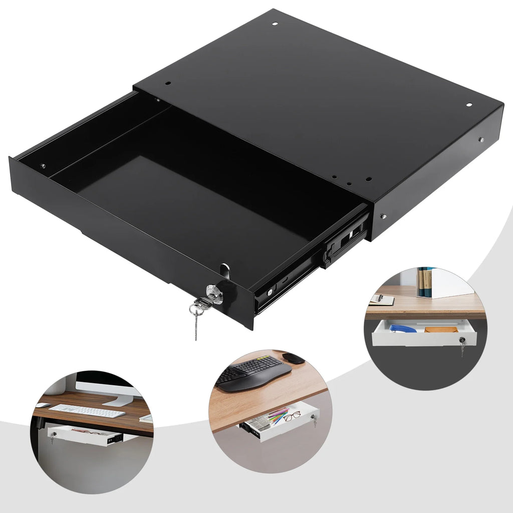 Under Desk Drawer Storage Sliding Tray Black N98670