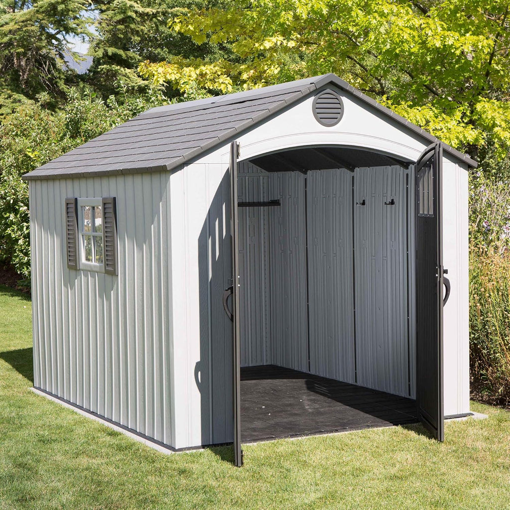 Outdoor Storage Shed 8 x 10 Ft, Gray E449650
