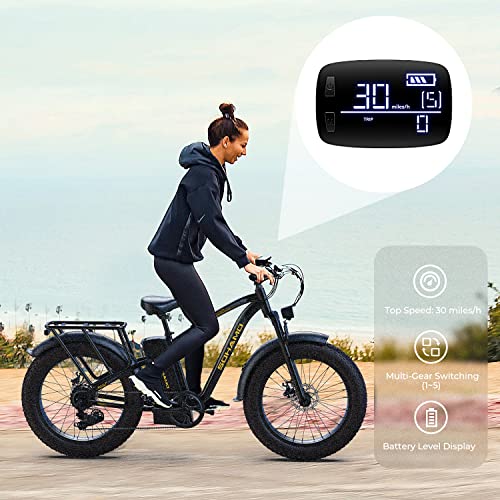 Electric Mountain Bike for Adults, 1500W Peak Motor 30mph, 26" Fat Tire, 48V Removable Battery, 7-Speed S619501