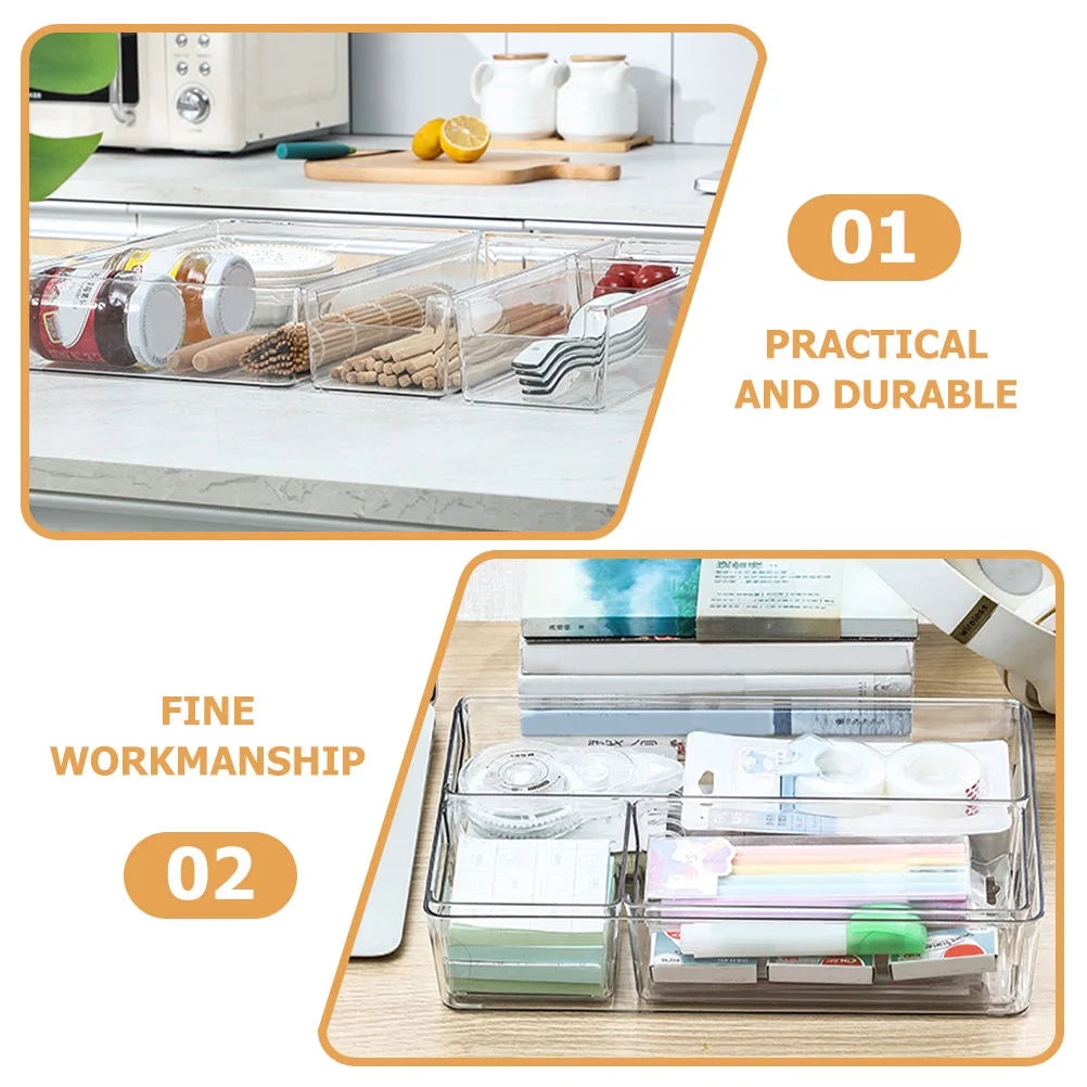 Desktop Storage Box with Dividers, Clear C626