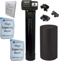 AFWFilters Whole House Water Softener System - Fleck 5600sxt Digital Meter Grain - includes bypass valve & brine tank with safety float (64k 1 Inch Bypass, Black High Capacity Resin)