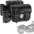Motorcycle Throw Over Saddlebags Panniers Side Bags Lockable Synthetic Leather Saddle Bag With Water Bottle Holder Compatible With For Dyna Sportster Softail Road King,2 Pack Black