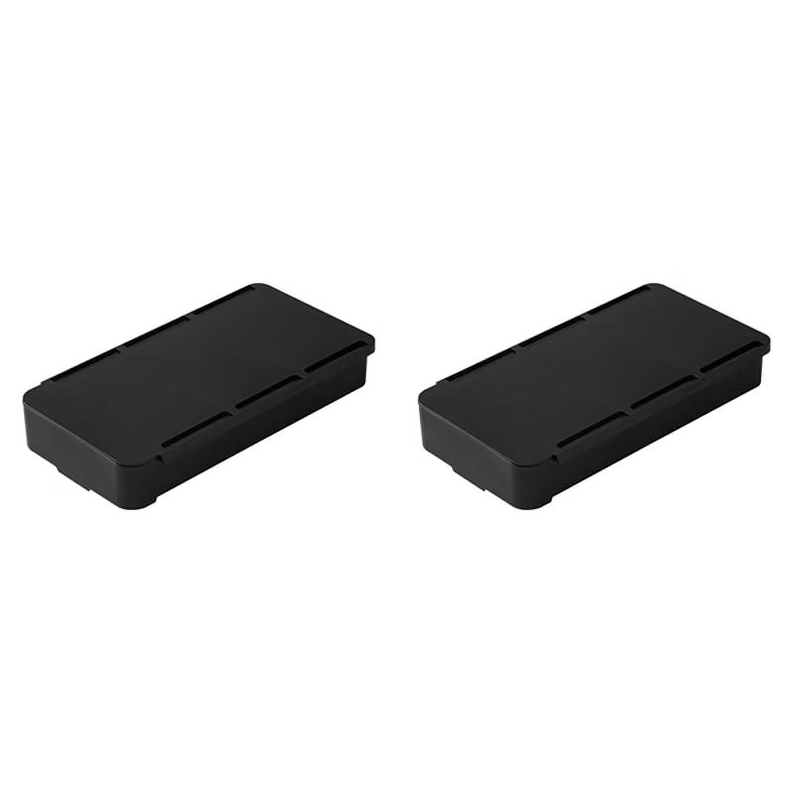2X Under Desk Drawer Organizer Storage Box Self-Adhesive Stationary Container Desk Makeup Holder Black