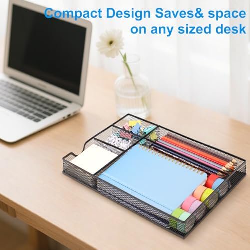 Metal Mesh Desk Drawer Organizer Tray with 5 Grids Q591603