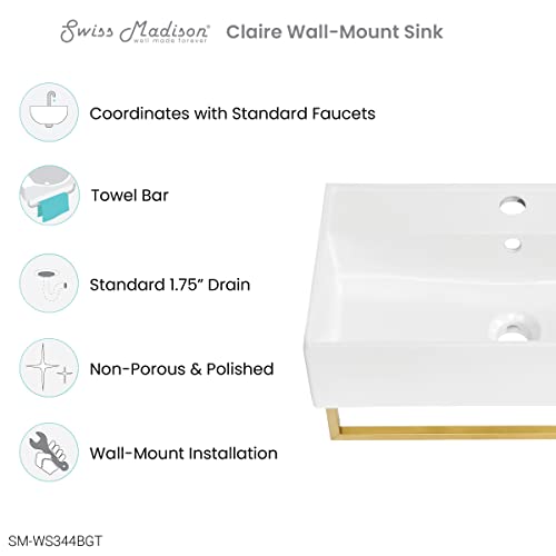 Wall-Mount Bathroom Sink with Silver Towel Bar Z89917