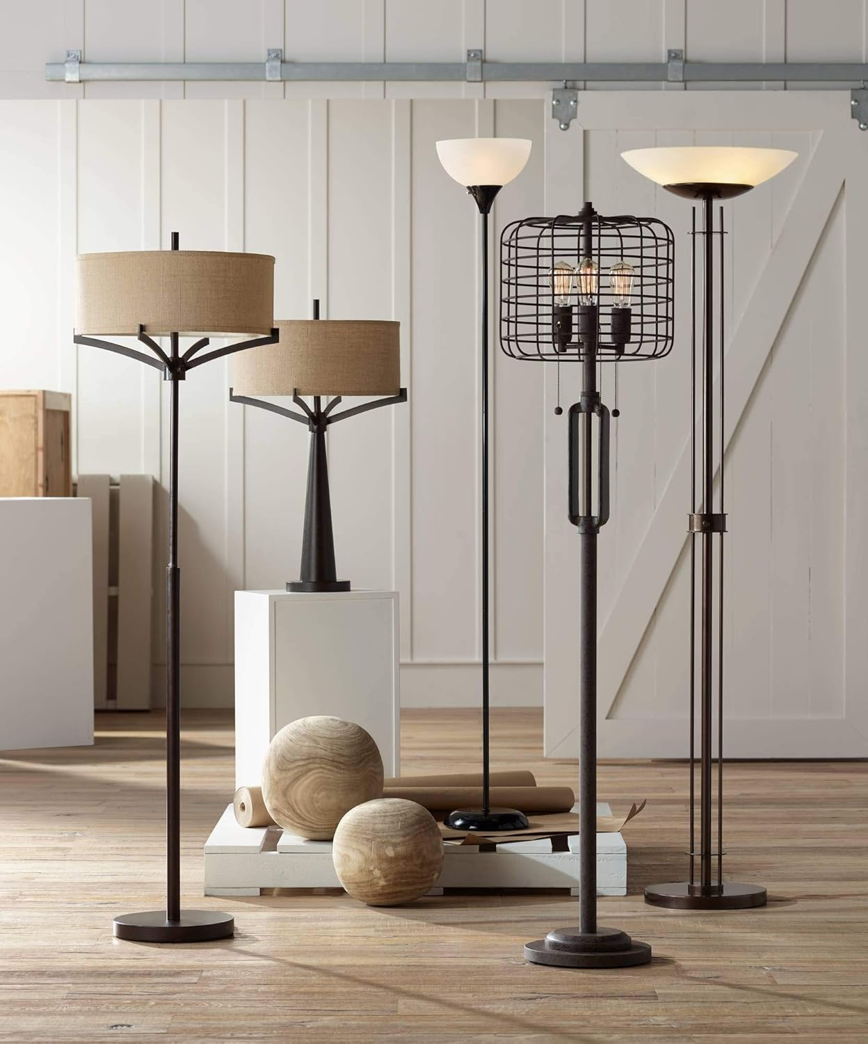 Mid Century Floor Lamp 62" Tall with Drum Shade P2330