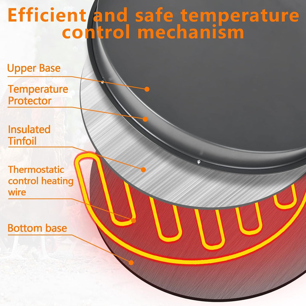 Heated Chicken Waterer Base for Winter, 125W, Fits Plastic or Metal Drinker W866480