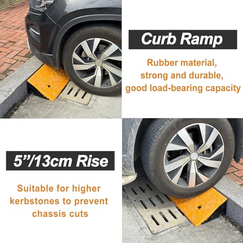 4" Rubber Curb Ramp Heavy Duty Driveway Car Slope for Sidewalk Access K414