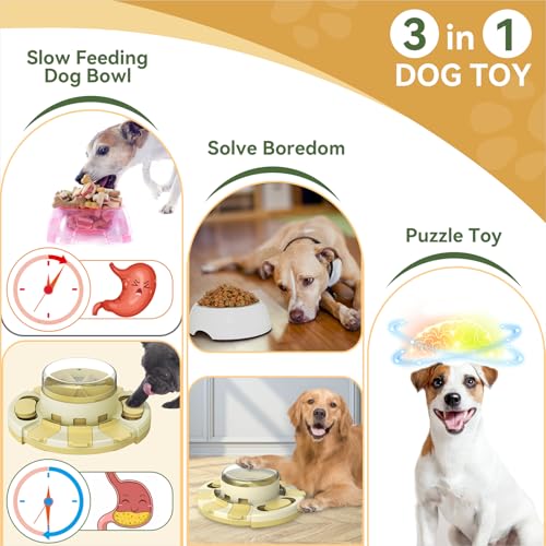 Dog Puzzle Toys for Small Medium Large Dogs Slow Feeder with Button 2 in 1 Enrichment Toy Food Treat Dispenser K307190