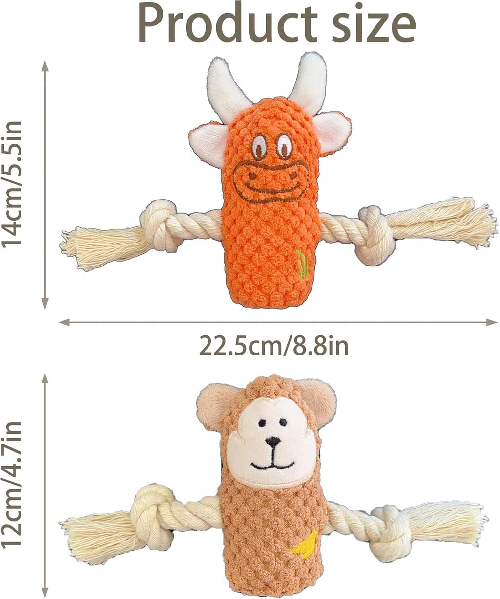 Squeak Plush Dog Toys, 6 Pack Cotton Rope Chew Toys for Puppy and Small Dogs A20076