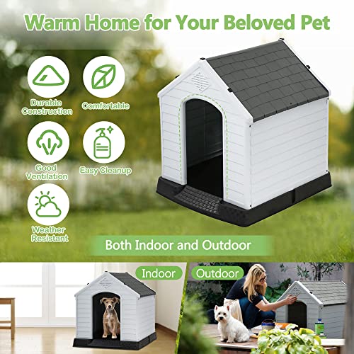 Large Dog House Outdoor Waterproof with Air Vents and Elevated Floor N474392