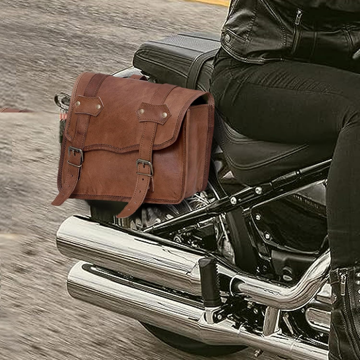 Leather Motorcycle Saddlebags, Set of 2 U12643