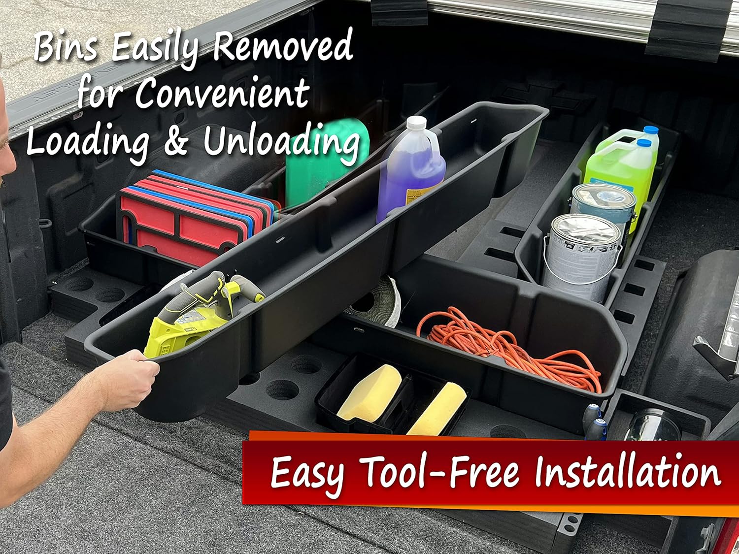 Truck Bed Storage System Cargo Organizer with 4 Weatherproof Containers C4250