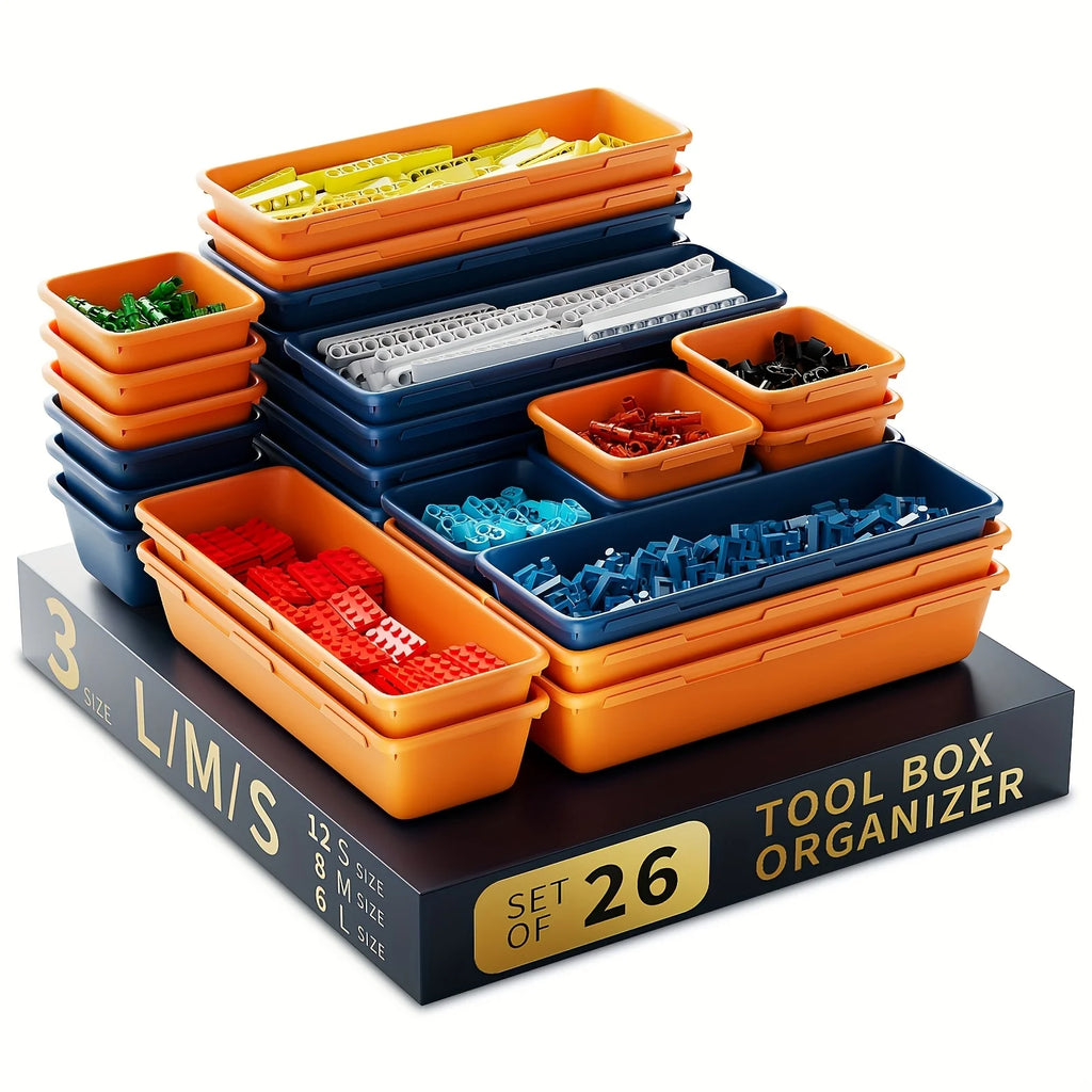 Tool Box Organizer Tray Divider Set for Desk Drawer and Garage Storage F77320
