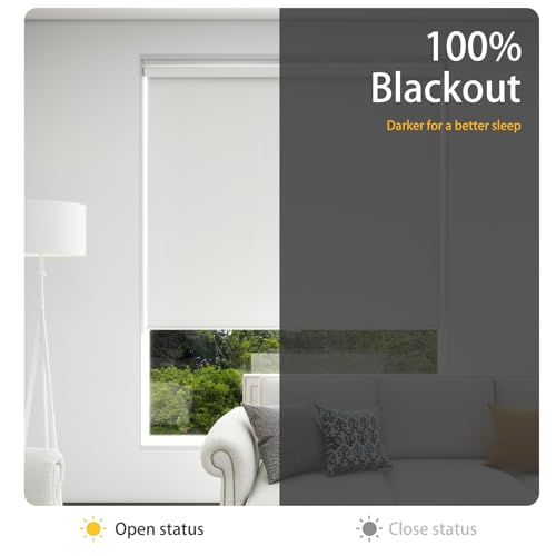 White Cordless Blackout Roller Blind for Windows F9164