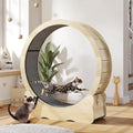 DWVO Cat Wheel Exerciser for Indoor Cats, 43.3 Inch Solid Wood Cat Exercise Running Wheel with Carpeted Runway, Low Noise Cat Treadmill Wheel with Locking Mechanism, Ideal Gifts for Cat, Burlywood