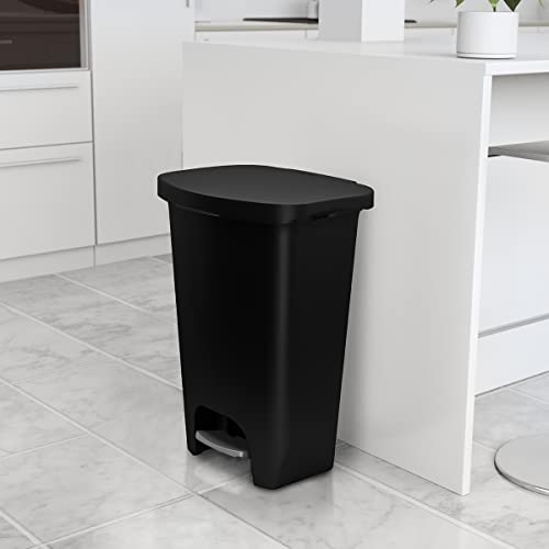 13 Gallon Trash Can with Step Pedal, Black K3418