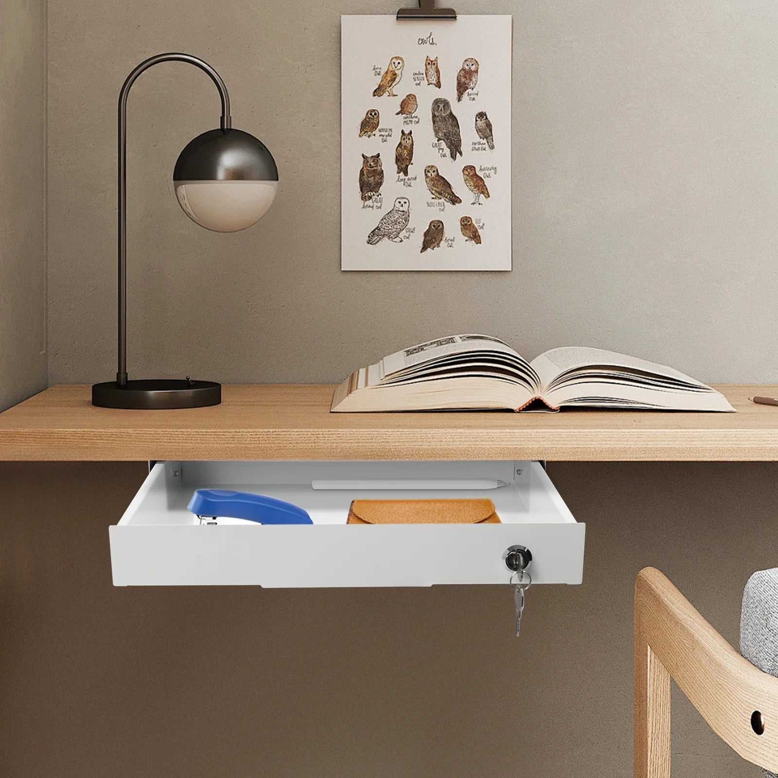 Under Desk Sliding Pull-out Drawer Storage Organizer B3387