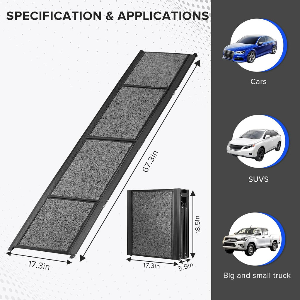 Foldable Dog Car Ramp for Large Dogs, Non-Slip Surface, Portable V38500