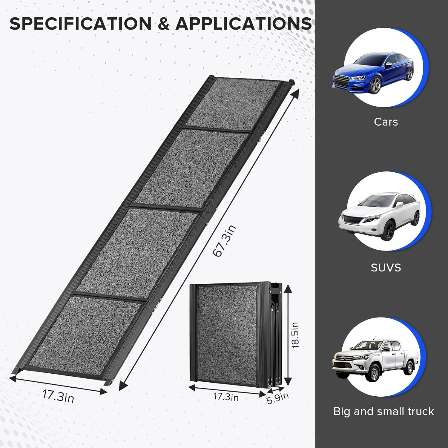 Foldable Dog Car Ramp for Large Dogs, Non-Slip Surface, Portable V38500