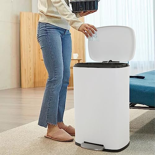 50 Liter Stainless Steel Kitchen Trash Can with Lid and Foot Pedal T906
