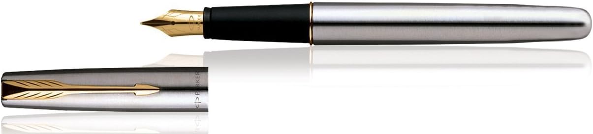 Stainless Steel Gold Trim Medium Point Fountain Pen R500