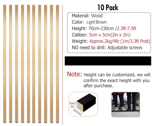 Wall Partition Room Divider Floor to Ceiling Wooden Post M17650