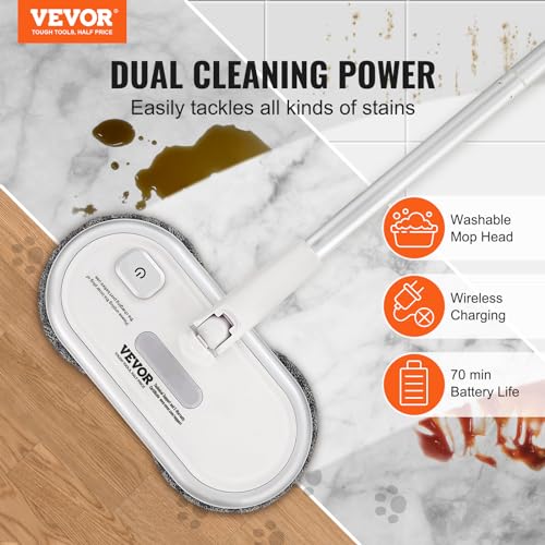 Cordless Electric Spin Mop with Dual Spinning Heads for Hardwood, Tile, and Bathroom Floor Cleaning B51780