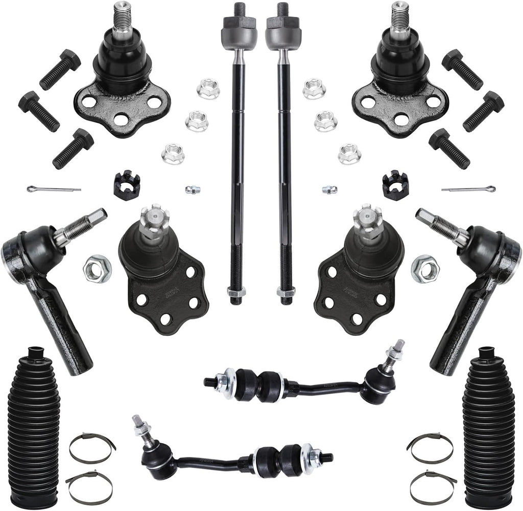 Detroit Axle - 2WD Front 12pc Suspension Kit for 00-04 Dodge Dakota, 00-03 Durango, Inner & Outer Tie Rod Ends Sway Bars Lower & Upper Ball Joints Boots 2000 2001 2002 2003 Replacement