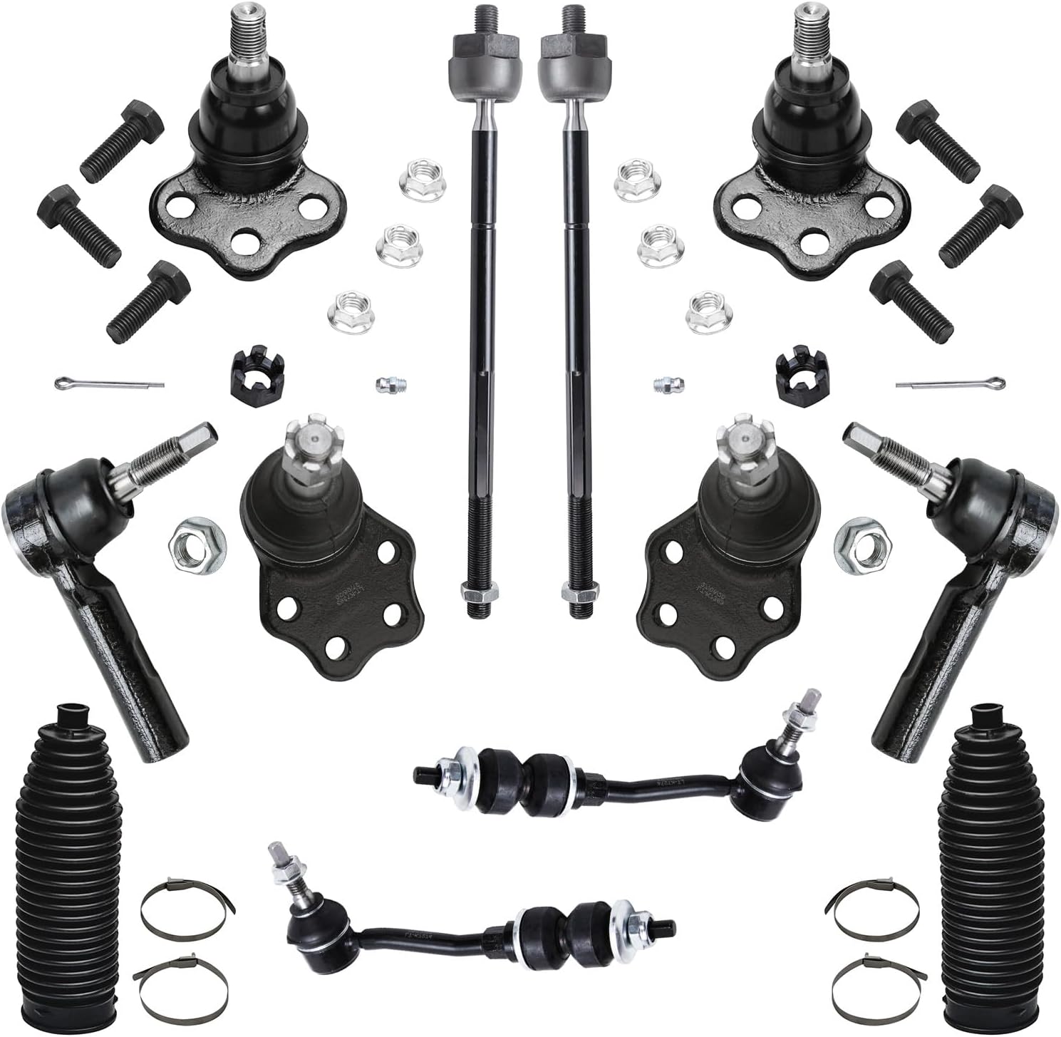Detroit Axle - 2WD Front 12pc Suspension Kit for 00-04 Dodge Dakota, 00-03 Durango, Inner & Outer Tie Rod Ends Sway Bars Lower & Upper Ball Joints Boots 2000 2001 2002 2003 Replacement
