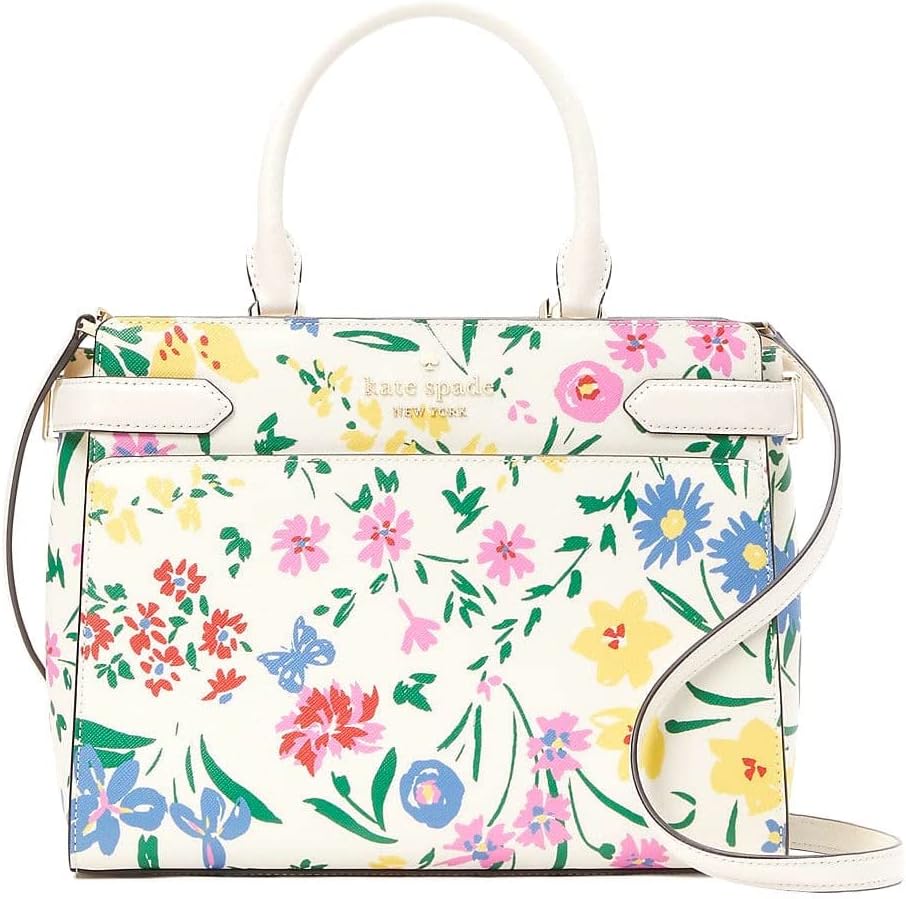 Kate Spade New York womens Kate Spade Staci Medium Top Zip Satchel Crossbody Garden Bouquet - Cream Multi