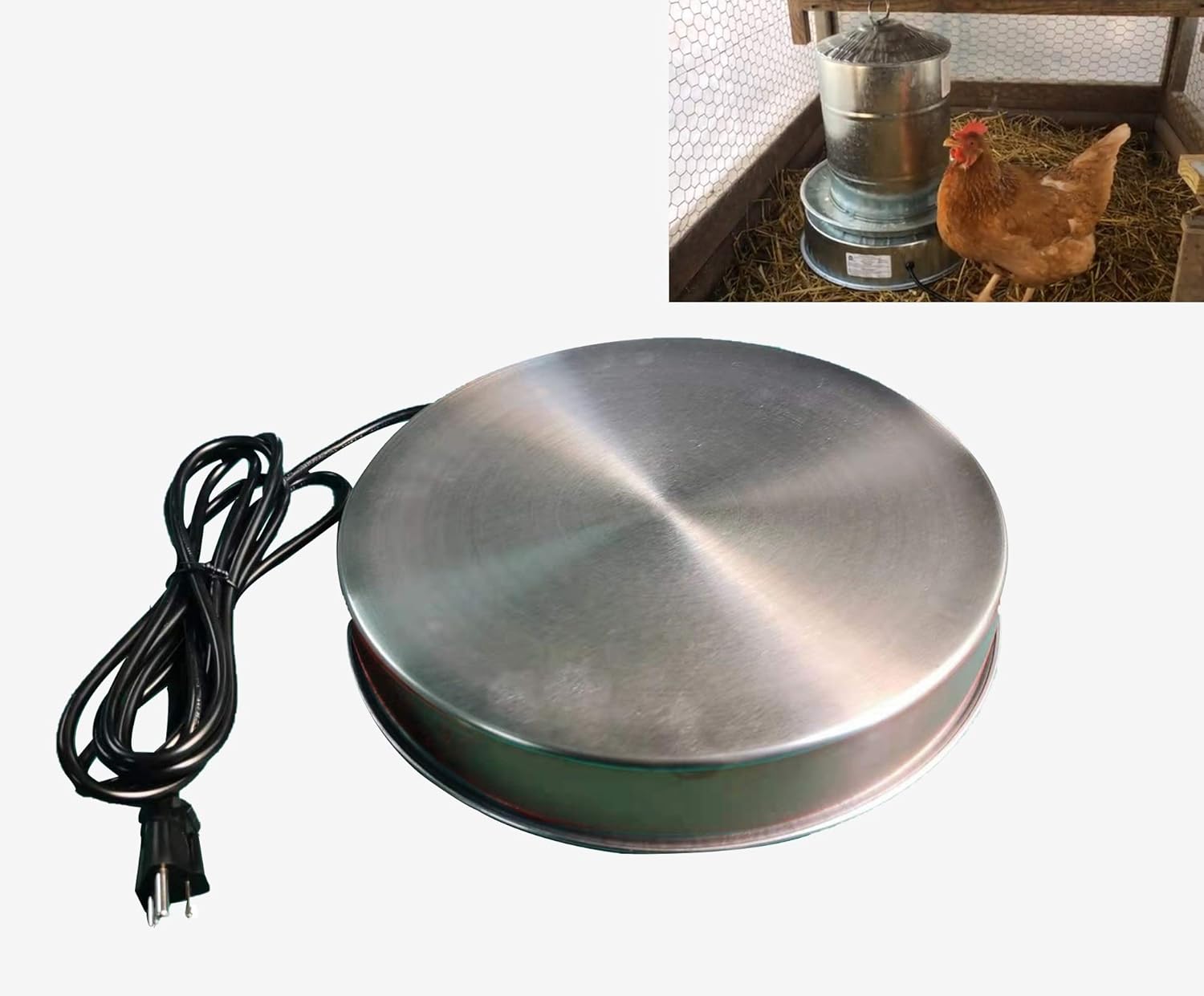 Chicken Water Heater Base for Poultry Drinker Stainless Steel Winter Deicer N83312