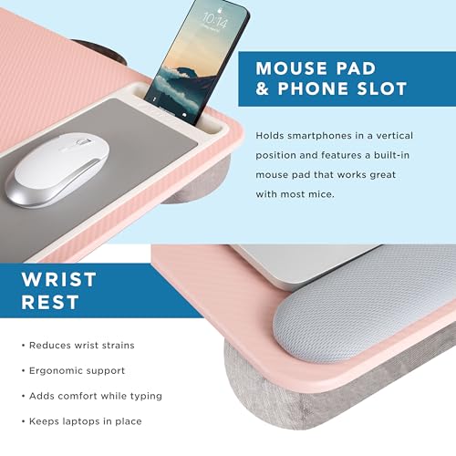 Lap Desk with Wrist Rest, Mouse Pad, and Phone Holder for 15.6 Inch Laptops P42843