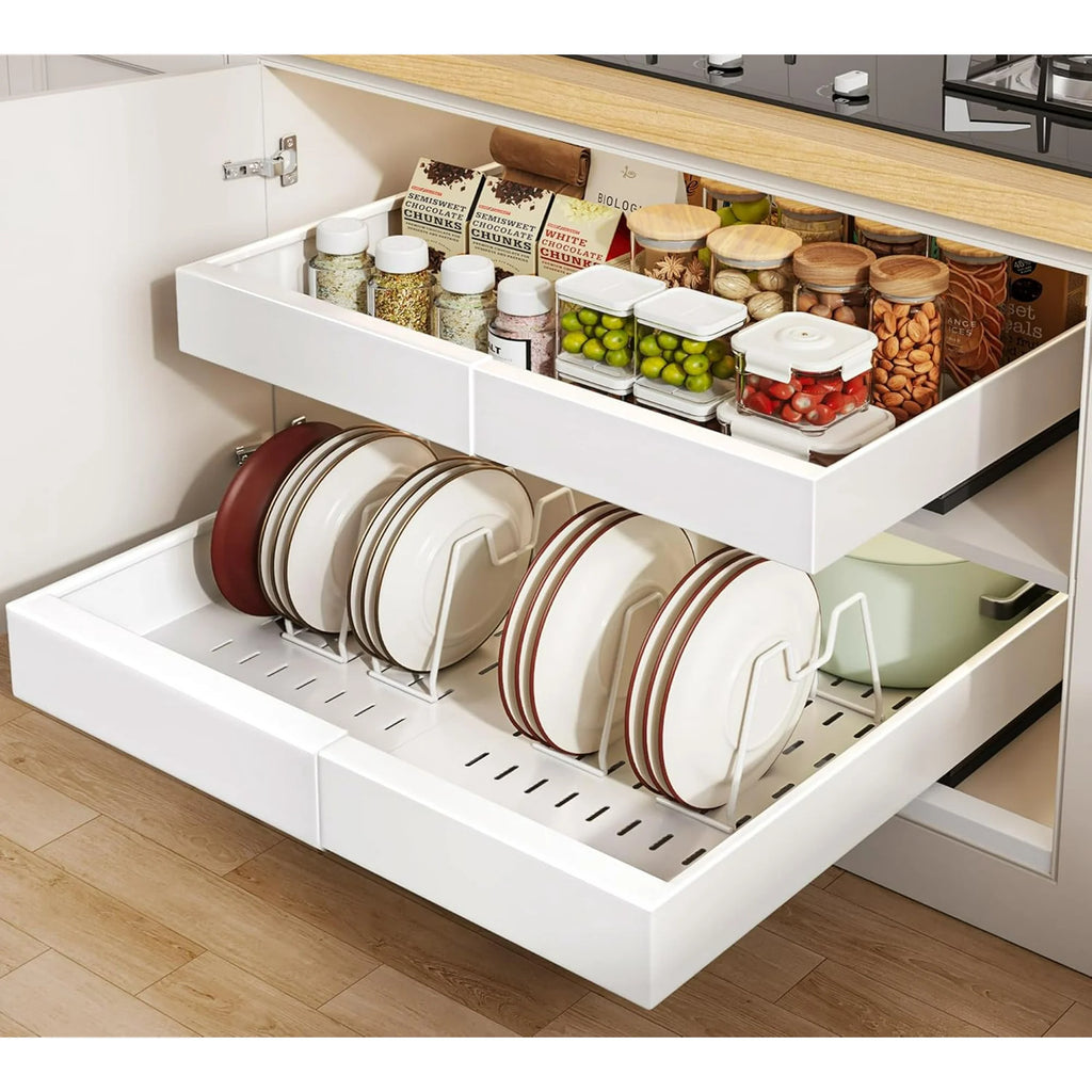 Pull Out Cabinet Organizer 21" Deep with Expandable Slide Out Drawers X178125