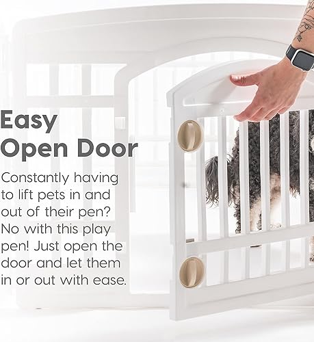 Dog Playpen, 8-Panel 34" with Door, Indoor/Outdoor, Foldable Q5752