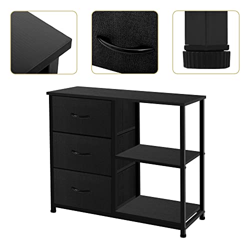 Rustic Brown Fabric Dresser with 4 Drawers and 2 Shelves R4438