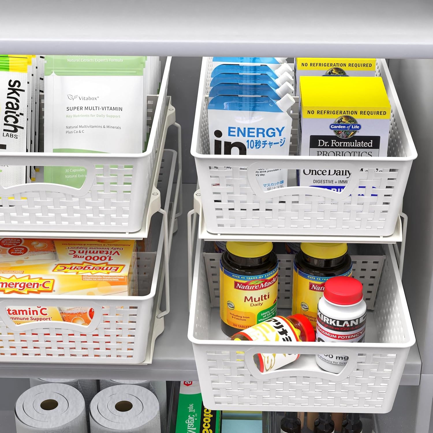 Bathroom Organizer Tray with Pull-Out Sliding Drawer P536731