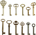 12-Key Universal Replacement Skeleton Keys Kit,Skeleton Key Set for Antique Dresser, Chinese Cabinet, Antique Furniture and Old Style Cabinets or Doors (12 pcs)