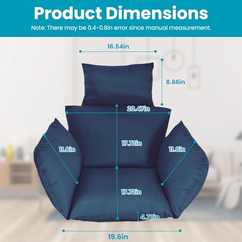 Egg Chair Cushion with Pillow, Thicken Swing Chair Cushion with Ties, Indoor Outdoor D443787