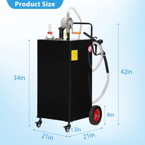 30 Gallon Portable Gas Caddy on 4 Wheels with Manual Transfer Pump H39098