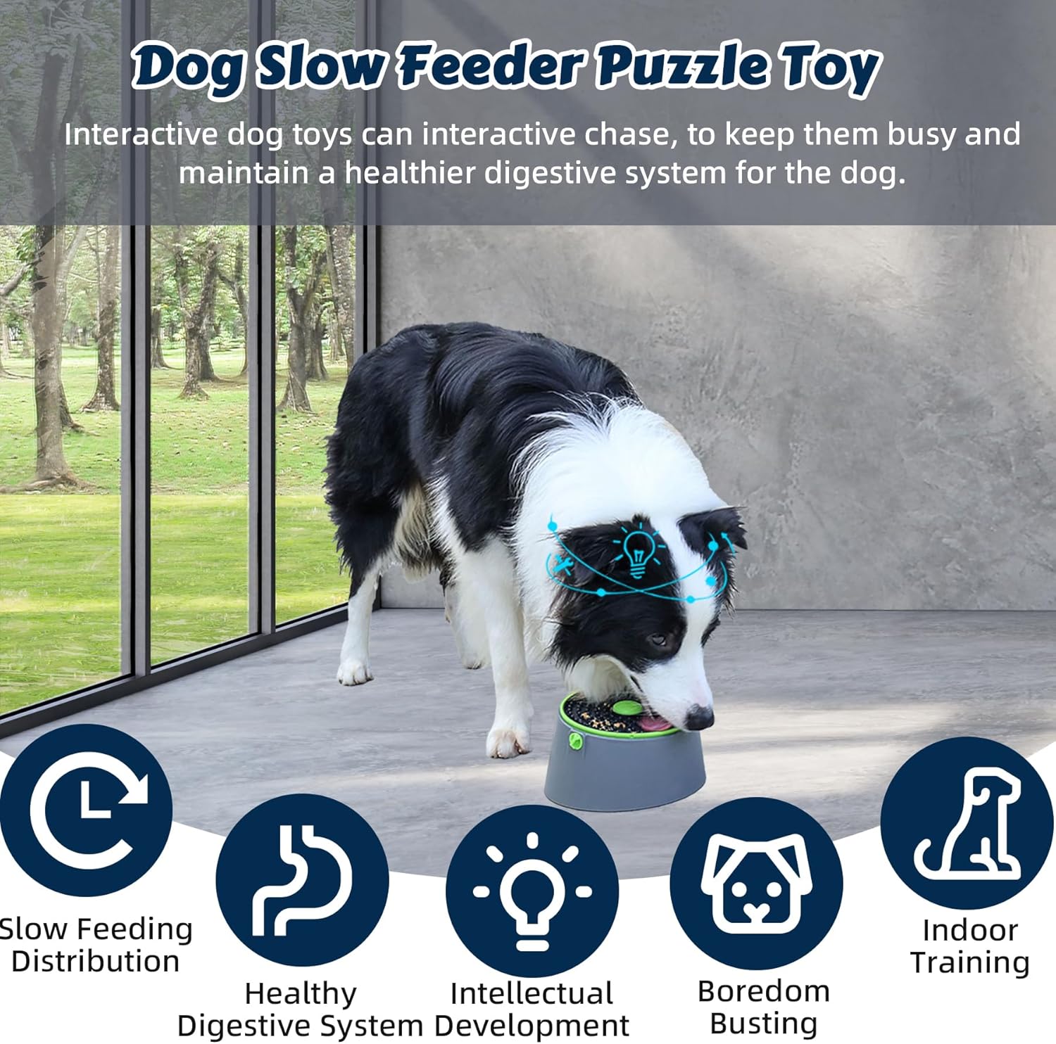 Dog Slow Feeder Puzzle Toy, Rotatable Enrichment Dispenser for Small, Medium, Large Dogs Y34256