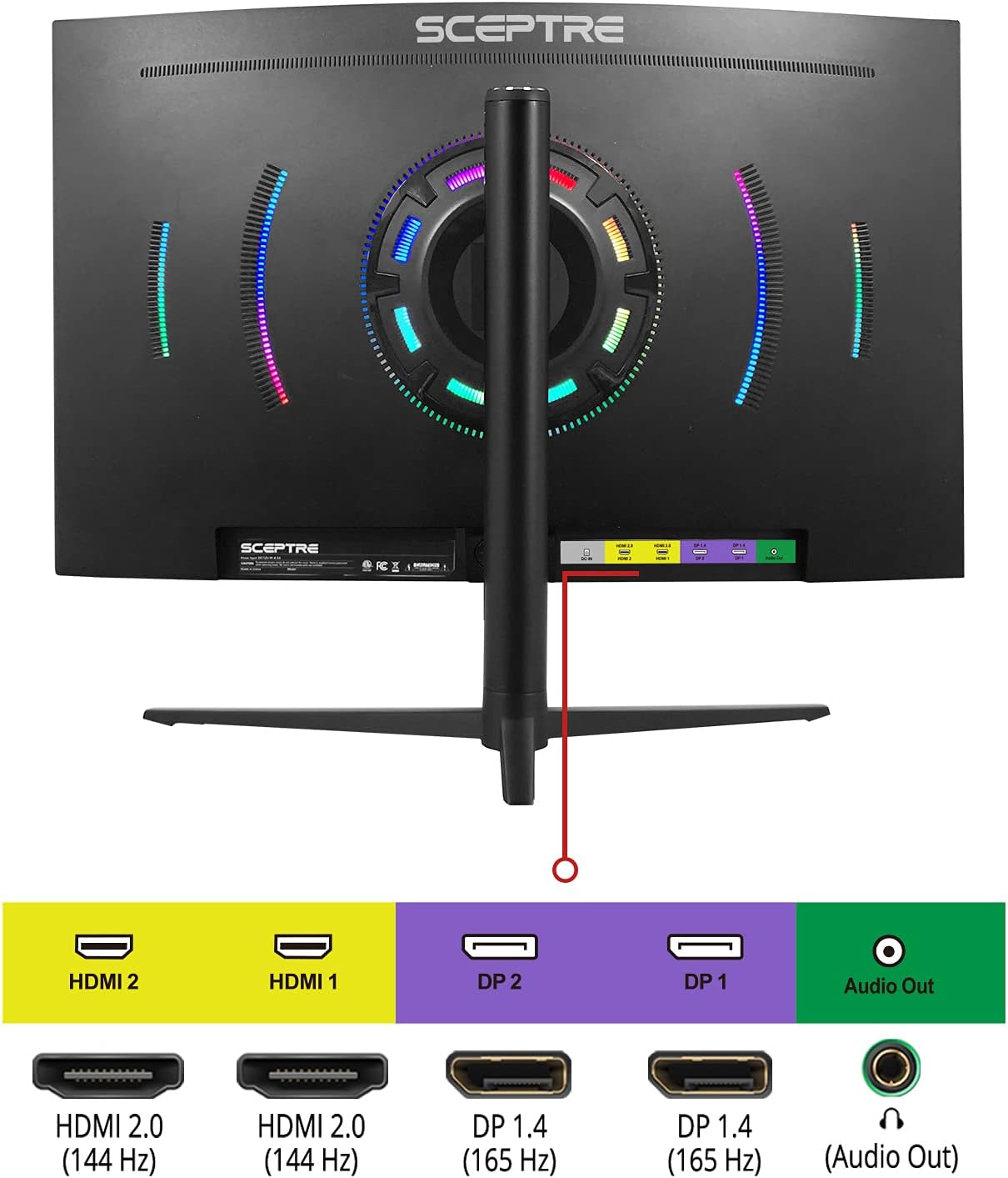 32" Curved 2K Gaming Monitor QHD 165Hz 1ms HDR400 FreeSync A135