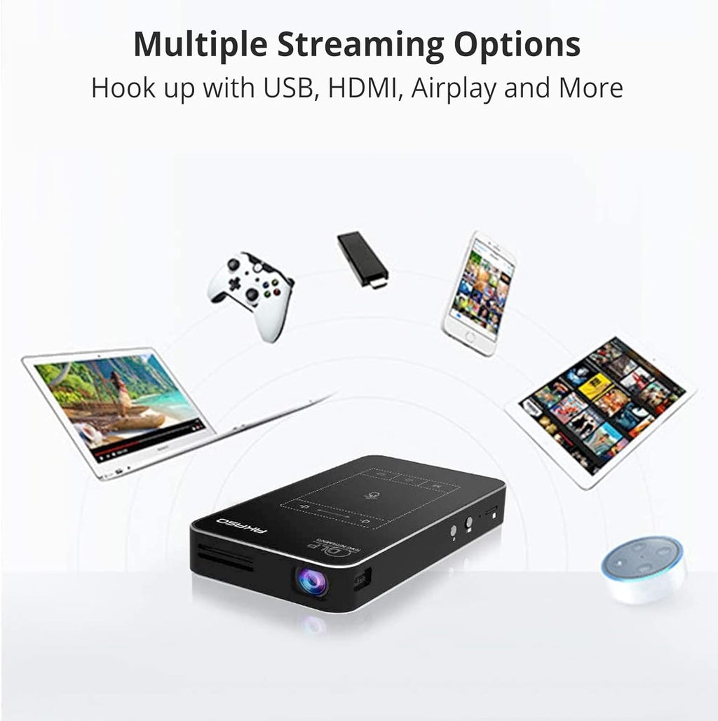 Mini Pocket Pico Projector, 1080P DLP Portable with Android OS, Built-in Battery WiFi & Bluetooth R856789