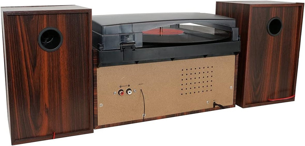 Bluetooth Record Player Turntable with AM/FM Radio, CD and Cassette Player V708