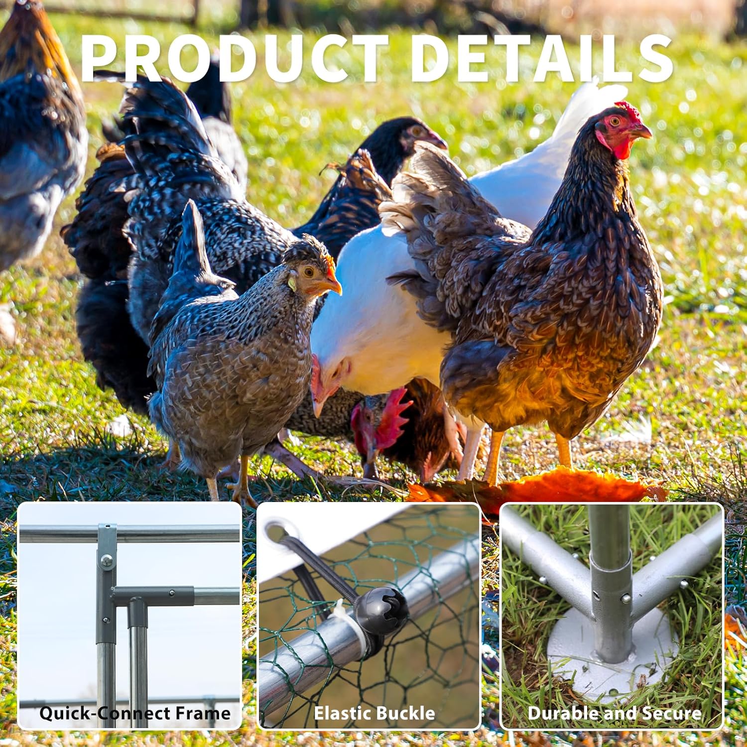 Walk-in Metal Chicken Coop with Water-Resistant UV Cover Outdoor Poultry Pen C5619