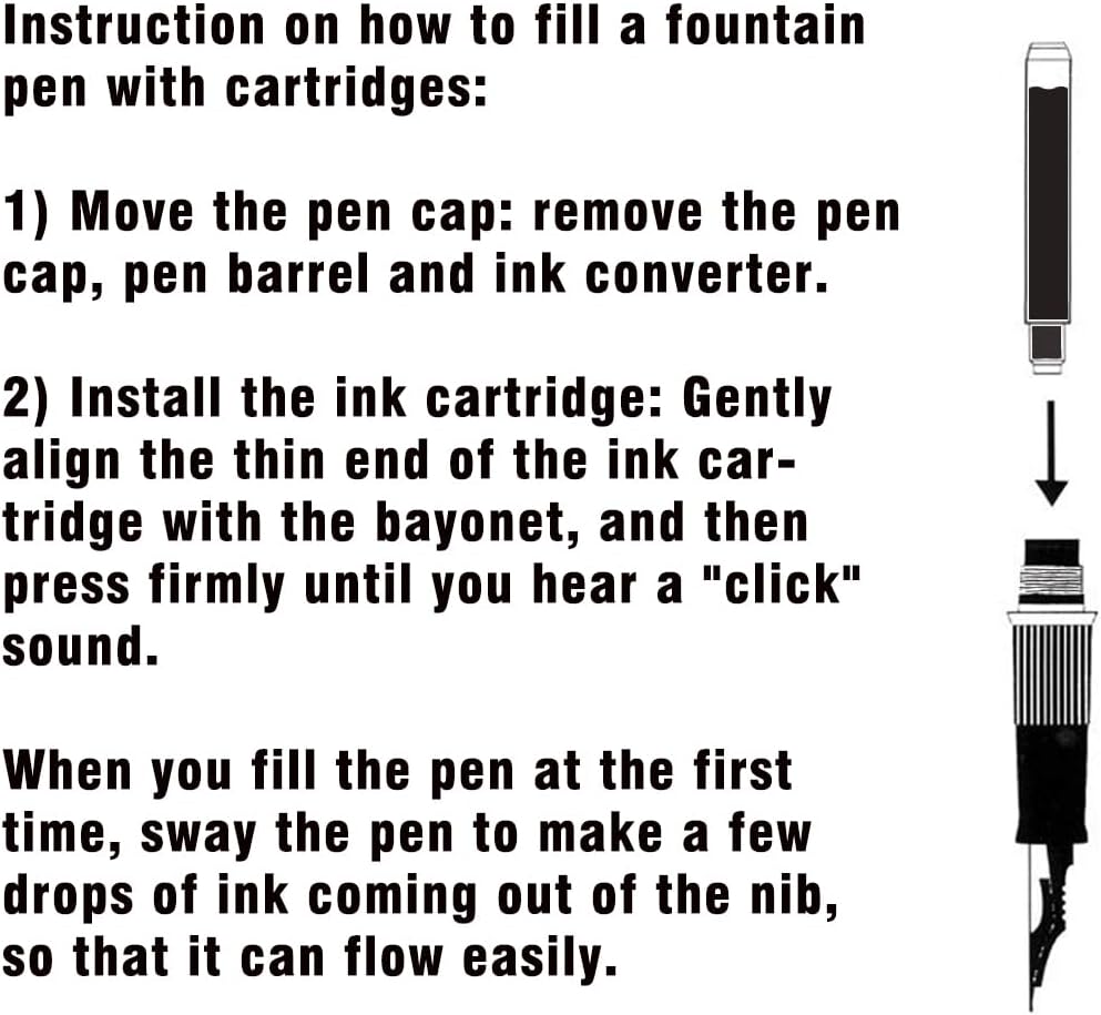 Fountain Pen Ink Refill Cartridges, Black, 60 Count Y762