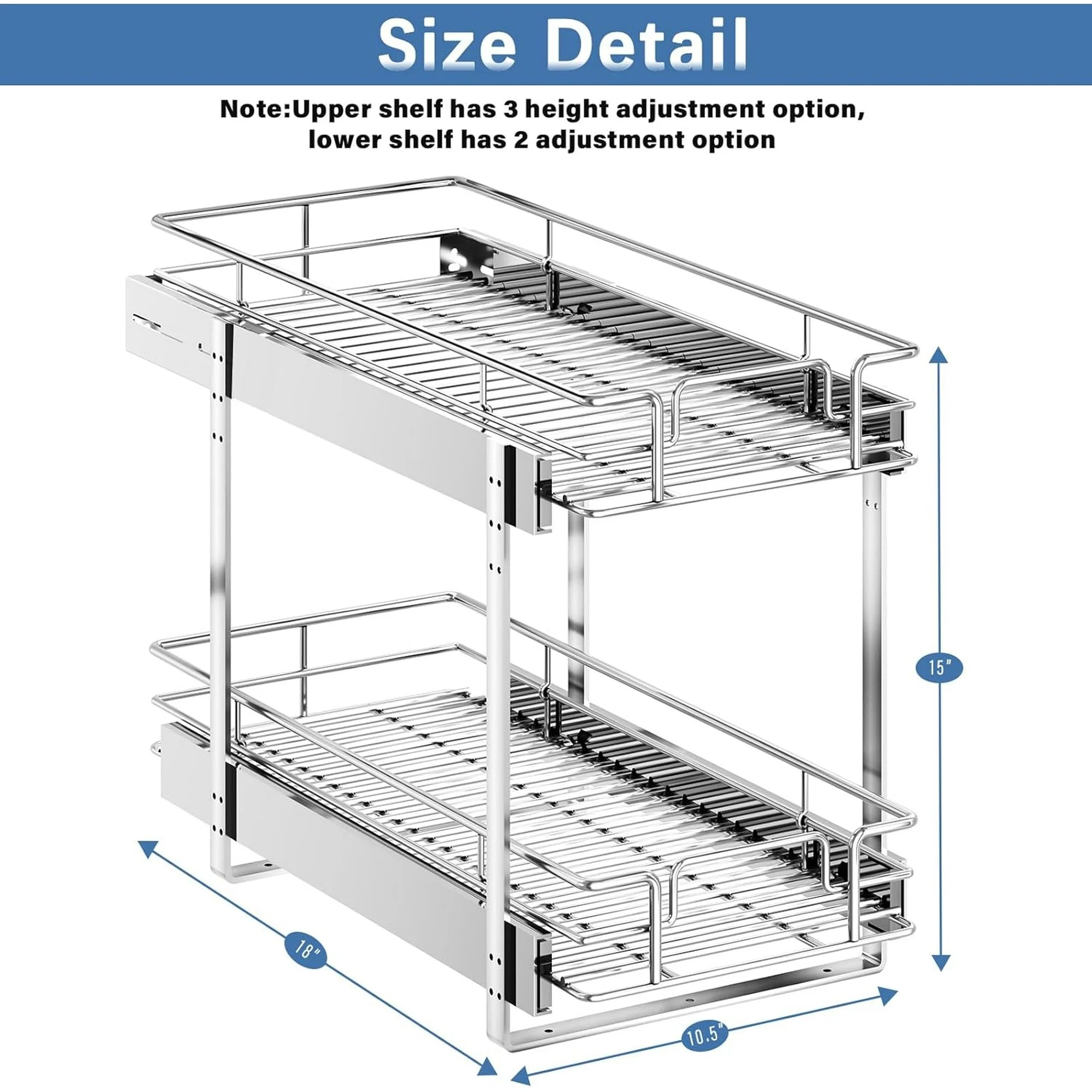Pull Out Cabinet Organizer 27W x 21½D, Heavy Duty Slide Out Shelves E42701