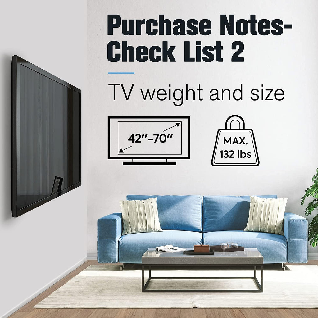 TV Wall Mount for 37-70 Inch Flat Screen, Low Profile Tilt and No Tilt Versions Q871396