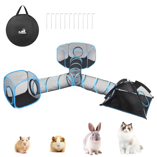 Outdoor Cat Enclosure with Mesh Tent, Tunnel, and Playhouse R709